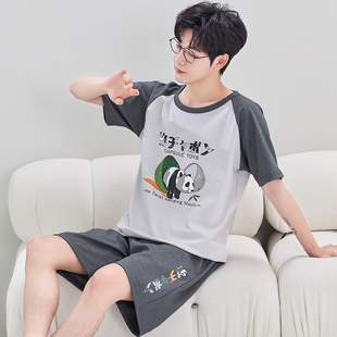 青少年睡衣男夏季 短袖 纯棉中大童12 15岁初中学生卡通家居服套装