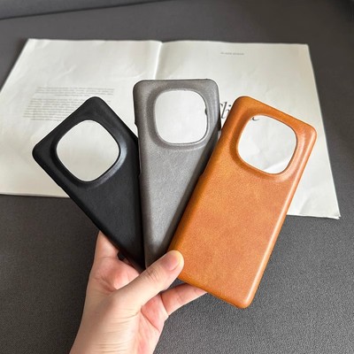适用红米note14pro+手机壳高档素皮简约防滑Red note12/11/13/pro+半包硬壳商务复古高级感保护套耐磨小米14