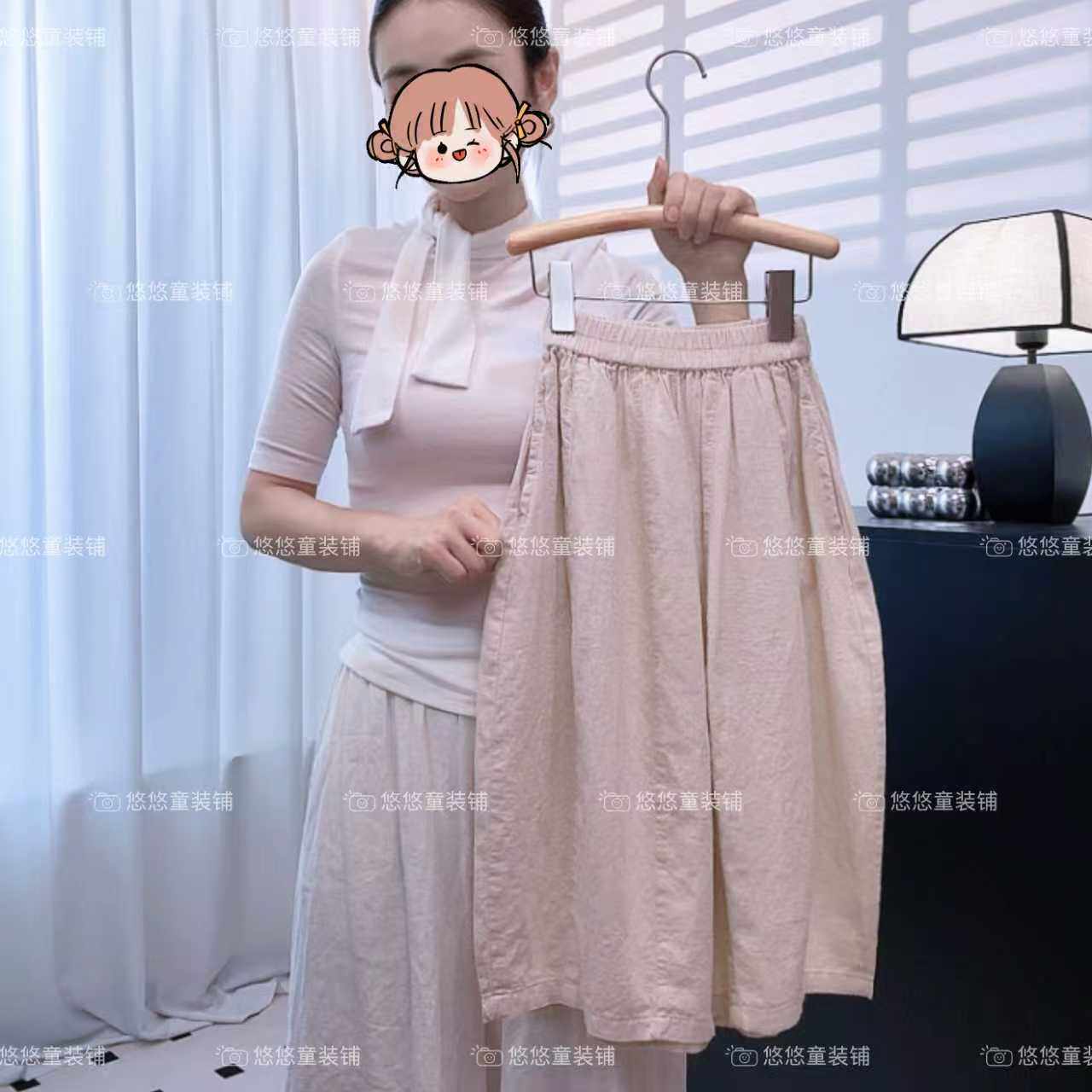 夏季透气女童韩系小众设计百搭休闲棉麻九分裤