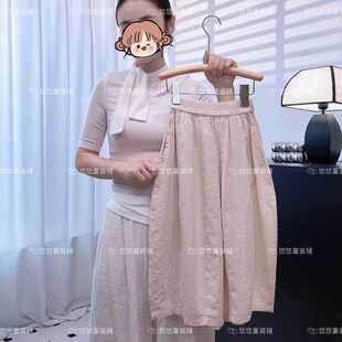 夏季透气女童韩系小众设计百搭休闲棉麻九分裤