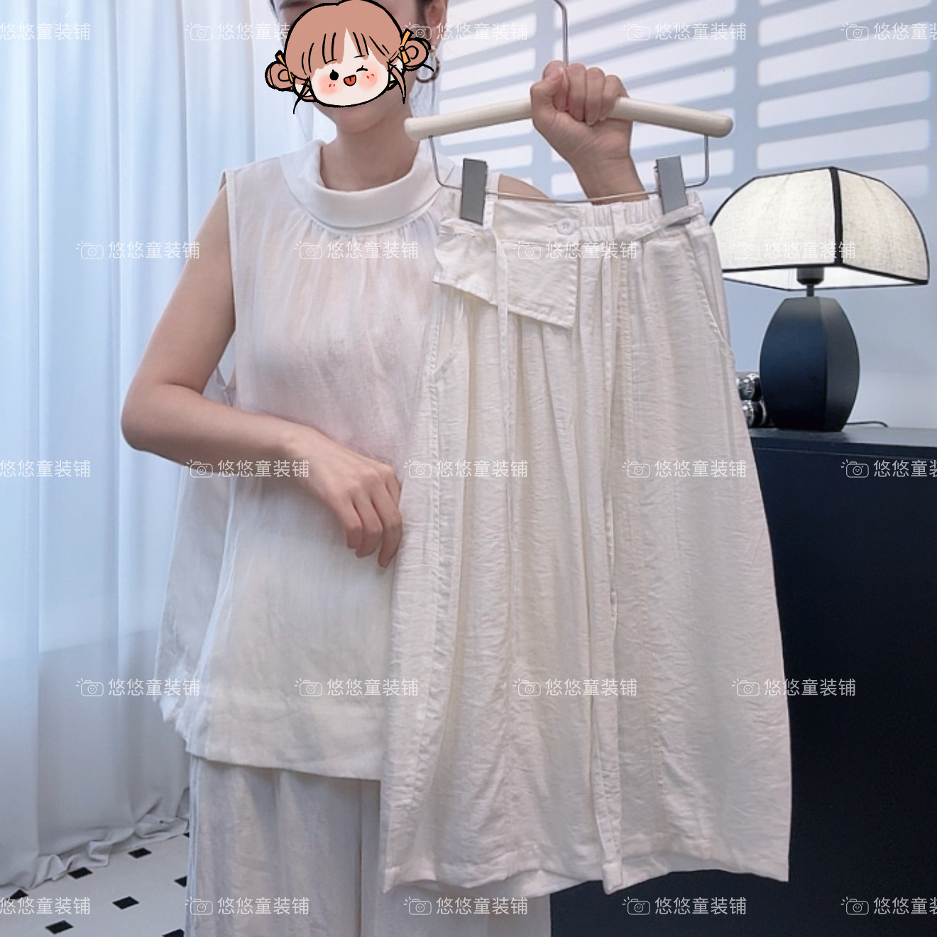 夏季透气女童韩系小众设计百搭休闲网纱屁帘九分裤