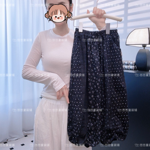 夏季透气女童韩系小众设计百搭休闲碎花九分裤