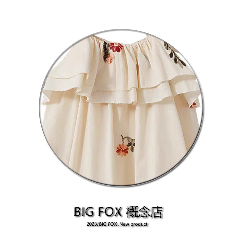 BIG FOX 도파민 스위트 플로럴 홀터 탑 여름 프렌치 쁘띠 러플 연령 감소 베이비 블라우스