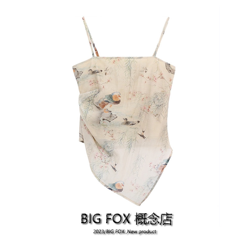 BIG FOX 중국 스타일 캐미솔 여성 이너웨어 및 아우터 섹시 핫걸 디자인 틈새 시크 중국 탑