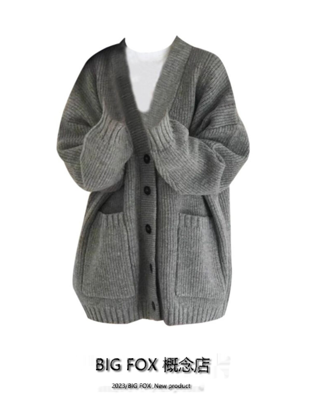 BIG FOX 가을 여성을 위한 중간 길이의 부드럽고 게으른 스웨터 재킷 새로운 고급 루즈한 니트 가디건