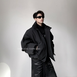 黑沧社 保暖加厚cleanfit夹克棉服 轻奢90%白鸭绒羽绒服外套男冬季