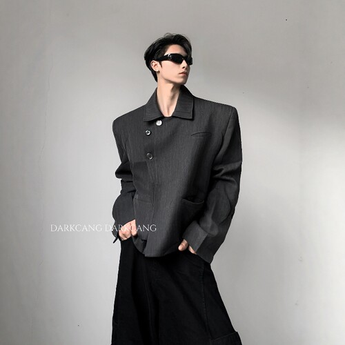 黑沧社/轻奢高智感新贵风西装外套男cleanfit夹克老钱风短款西服