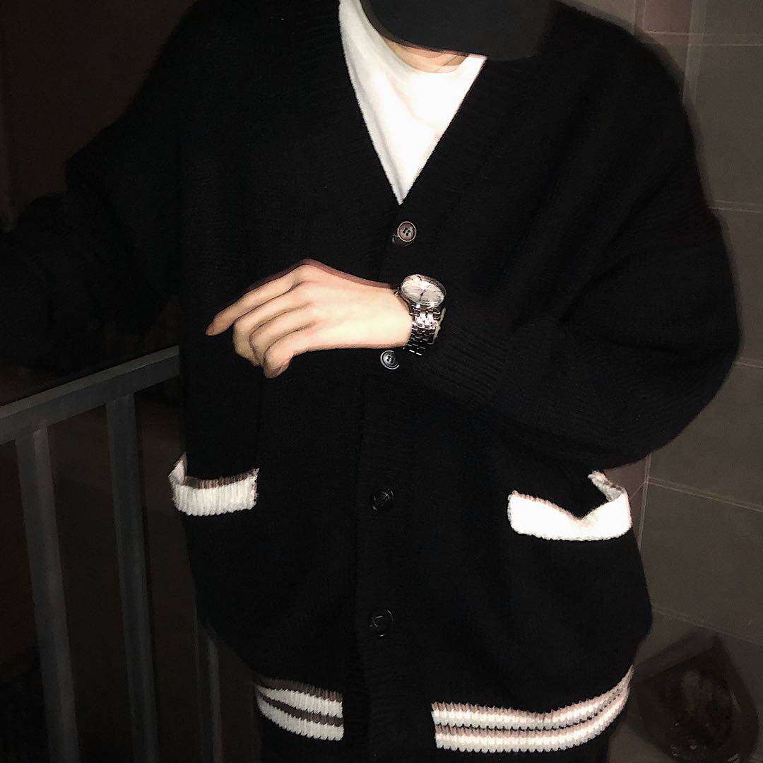 01H STUDIOS|HAOS KNITTED SWEATER CARDIGAN LOOSE MALE AND FEMALE STUDENTS CASUAL KOREAN VERSION OF THE SMALL FRAGRANCE DESIGN