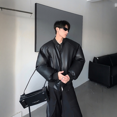 黑沧社/美式机车服加棉皮衣棉服外套男冬季加厚保暖cleanfit夹克