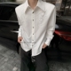 黑沧社 衬衣 高级感贵气长袖 轻奢珠片绣花设计感垫肩白衬衫 男秋季