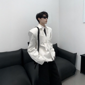 黑沧社 韩国小众极简垫肩白色西服外套男高级感轻奢痞帅西装 廓形