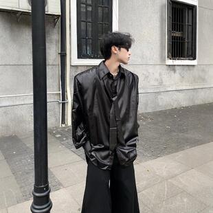 黑沧社/小众液态流光设计感垫肩衬衫男痞帅高级感中性带领带衬衣