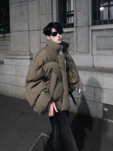 高级感夹棉短款 超保暖加厚棉服外套男冬季 棉衣潮棉袄 美式 黑沧社