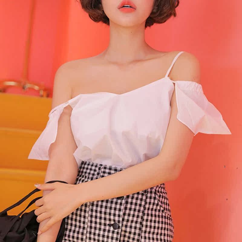 韩国东大门夏装女装stylenanda吊带短袖露肩衬衣有大码|msdalam kategori Butik wanita / wanita, baju lace/baju chiffon - dari Buy2taobao.com untuk memberikan perkhidmatan ejen Taobao profesional membeli