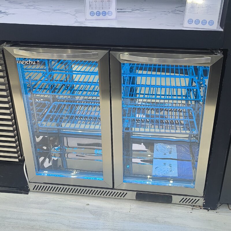 美厨双玻璃门饮料展示柜吧台柜