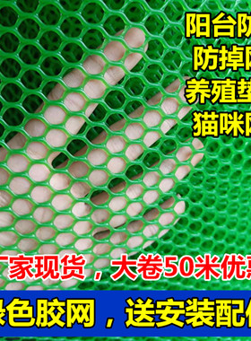 绿色塑料网格拦鸡鸭养殖网栅栏垫底加厚胶网猫咪网阳台防坠防护网