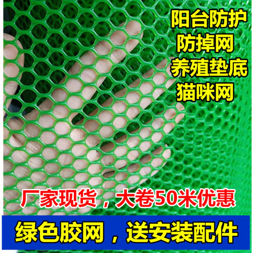 绿色塑料网格拦鸡鸭养殖网栅栏垫底加厚胶网猫咪网阳台防坠防护网 - 封面