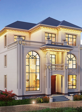 多尺寸别墅设计图纸二层半三层 网红欧式农村自建房【8-13m开间】