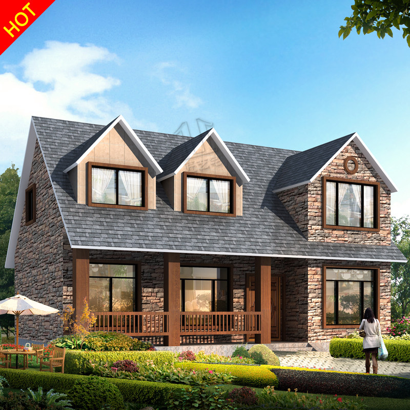 一层半二层小别墅设计图纸新农村自建房屋现代大气全套施工图12x9