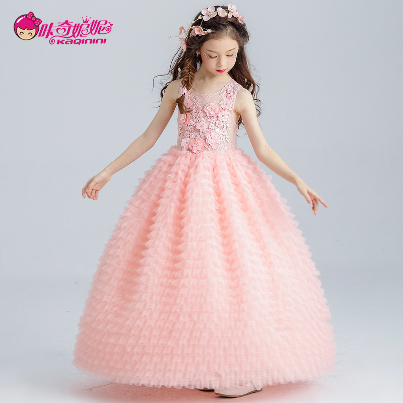 2021咔奇妮妮兒童禮服女童婚紗裙蓬蓬裙表演裙女童禮服裙蛋糕裙