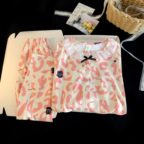 女孩秋冬款德绒十六岁冬季女童卡通兔加绒空调服动漫图案儿童睡衣