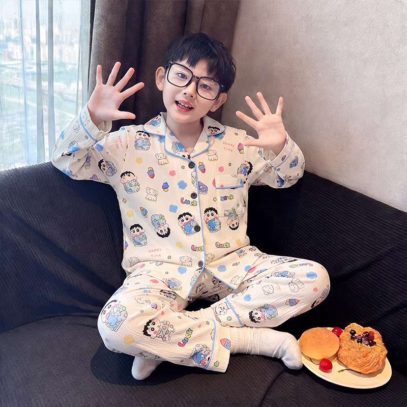 男孩云朵棉春秋季男童大码男童冬天空调服空调服冬天六岁儿童睡衣