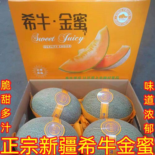 正宗新疆希牛金蜜瓜哈密瓜网纹瓜新鲜水果礼盒脆甜多汁包邮