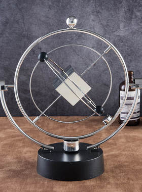 H007银色方块旋转永动仪模型 电动摇摆器kinetic art science kit