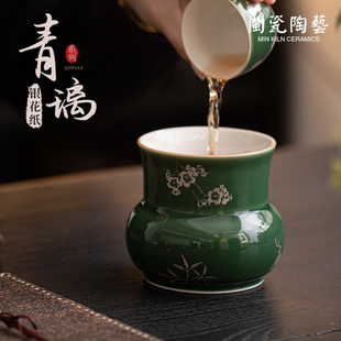 家用陶瓷水盂茶渣桶茶水缸茶洗杯洗茶道 闽瓷陶艺青璃有容建水日式