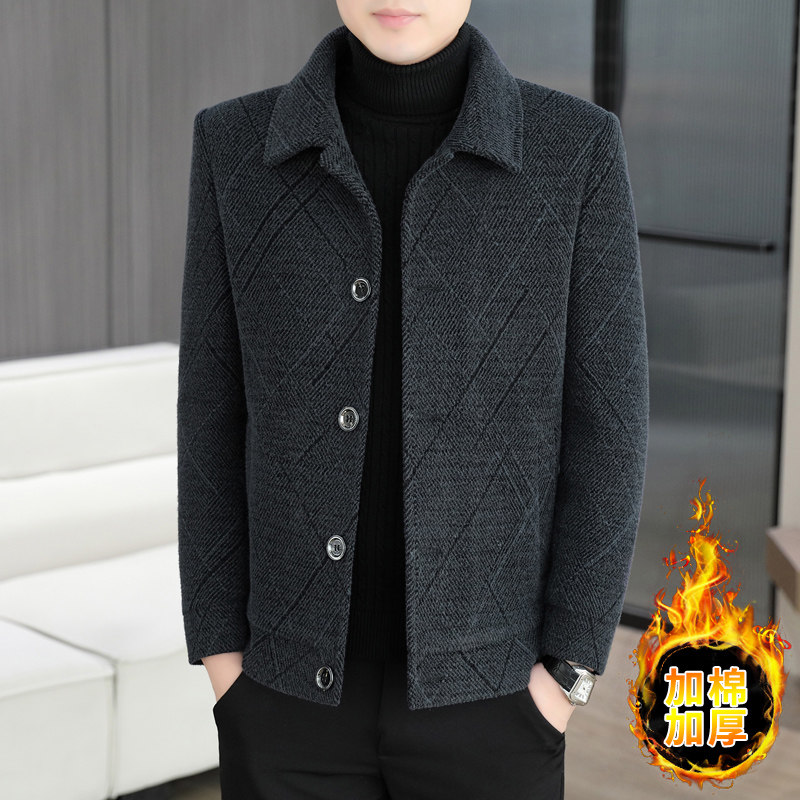 秋冬季新款男士毛呢大衣2026加夹克保暖中年茄克衫呢子外套1224n