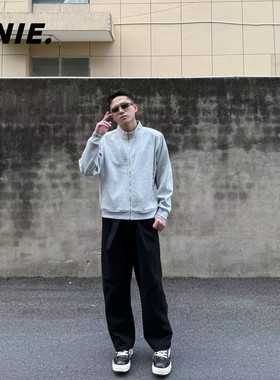 CNIE凡越【短款外套】立领休闲纯色显高长袖卫衣外套夹克男