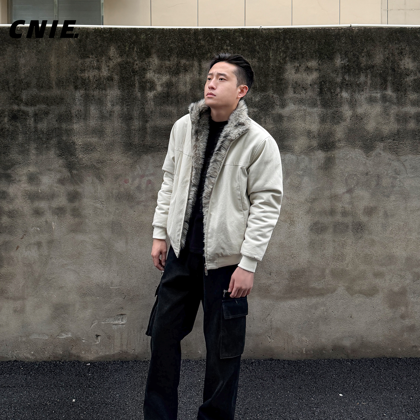 郑不凡CNIE凡越【一件过冬】复古座山雕加绒加厚工装水洗棉服外套