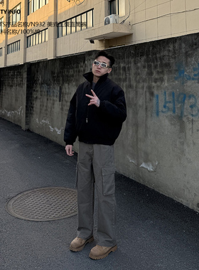 郑不凡 CNIE凡越特制裤长小个子显高美拉德工装裤男直筒宽松长裤