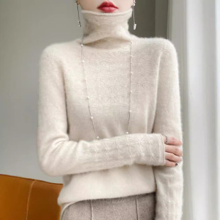 堆堆领镂空软糯内搭宽松舒适毛衣 秋冬季 一线成衣安迪绒针织衫 女款