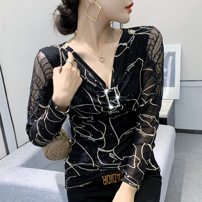 长袖休闲风网纱速卖通秋季网纱