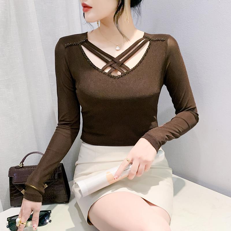 长袖休闲风网纱欧货秋季长袖镂