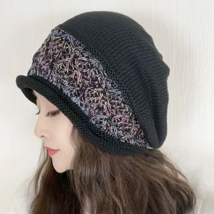百搭针织帽包头帽2025女士帽 卷边堆堆帽时尚 初秋新款 贝雷帽薄款