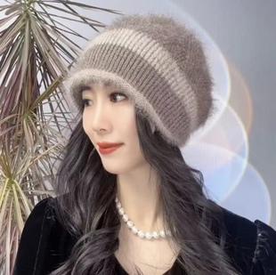 秋冬松鼠绒女士毛绒帽子加厚毛绒防冻帽堆堆帽护耳帽 双色 新款