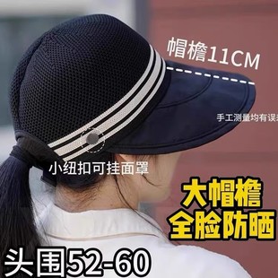 鸭舌帽 镂空透气渔夫帽女可挂口罩户外遮阳防晒扎马尾时尚 夏季 新款