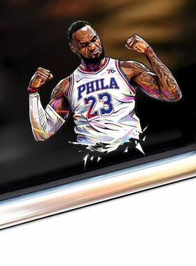 NBA詹姆斯车贴76人詹皇行李箱电脑机箱电动车身玻璃窗汽车贴纸