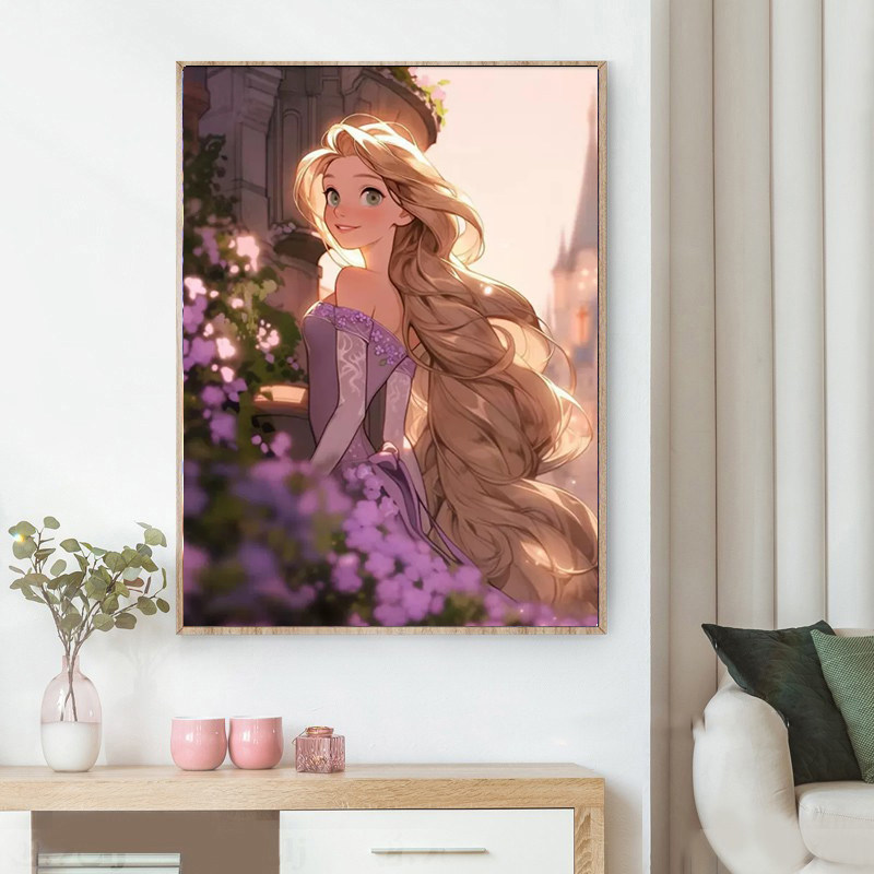 卡通迪士尼长发公主钻石画2025新款5d满钻手工点贴带框卧室装饰画,居家布艺,钻石绣,淘宝优惠券,粉丝福利购,淘宝优惠卷