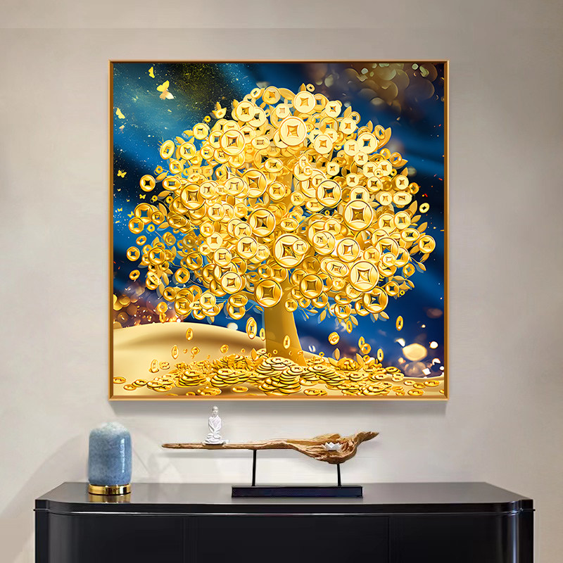 发财树和摇钱树十字绣2025新款5d满钻手工钻石贴画客厅餐厅十字绣