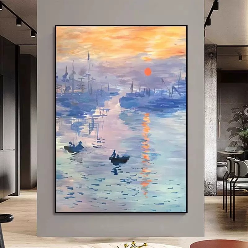 莫奈钻石画世界名画日出玄关风景十字绣客厅2025新款高级感艺术5d,居家布艺,钻石绣,淘宝优惠券,粉丝福利购,淘宝优惠卷