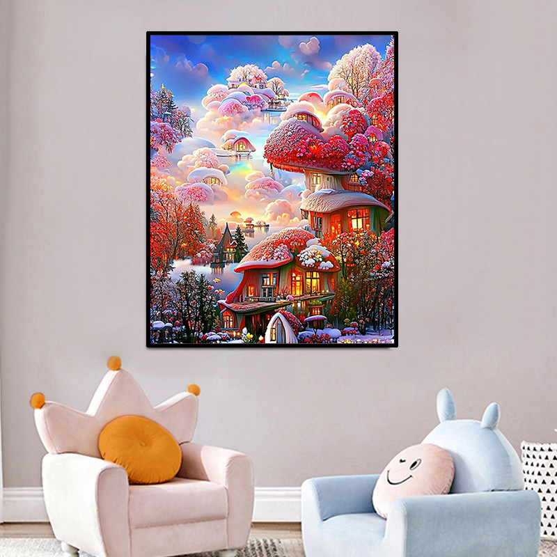卡通唯美风景钻石画2025新款5d手工点贴钻十字绣客厅卧室粘钻满钻,居家布艺,钻石绣,淘宝优惠券,粉丝福利购,淘宝优惠卷