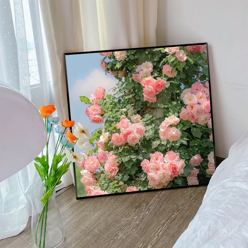 春日浪漫玫瑰钻石画2025新款客厅十字绣点钻砖石贴画手工diy带框