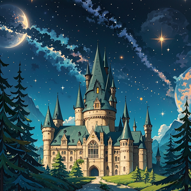 卡通星空古堡十字绣2025新款满钻手工钻石贴画客厅带相框装饰画