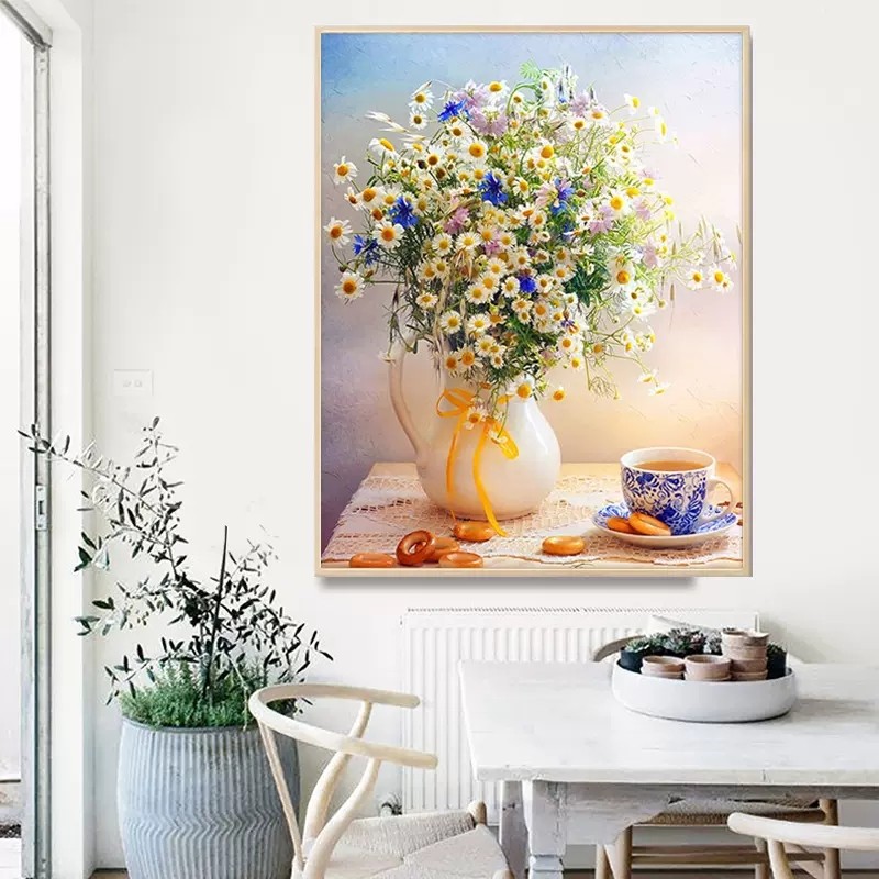 清新小菊花十字绣2025新款5d满钻手工diy钻石贴画带框客厅装饰画,居家布艺,钻石绣,淘宝优惠券,粉丝福利购,淘宝优惠卷