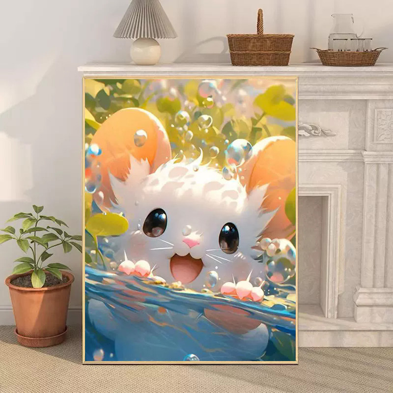 可爱鼠猪猴生肖十字绣2025新款5d满钻手工贴钻带相框客厅装饰画