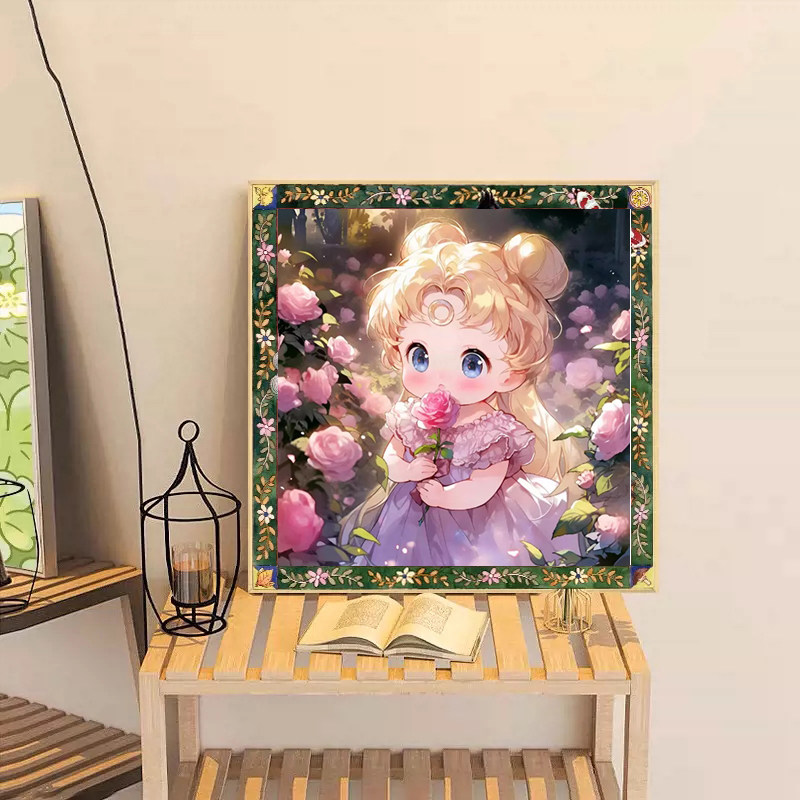 Q版美少女战士砖石画2025新款满钻女孩手工贴砖带相框装饰画,居家布艺,钻石绣,淘宝优惠券,粉丝福利购,淘宝优惠卷