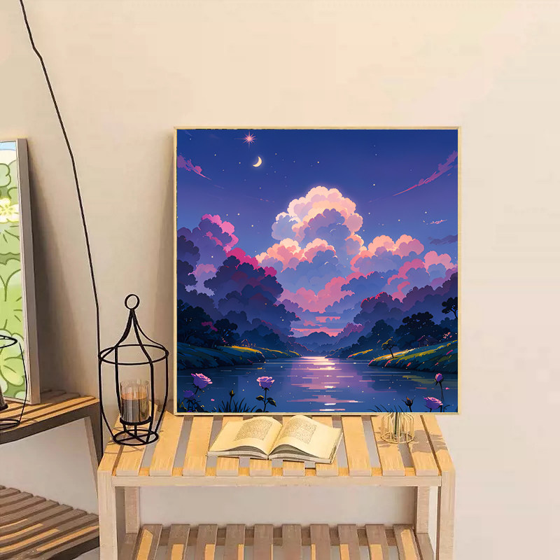 美丽的风景十字绣2025新款满钻手工diy贴钻带相框客厅装饰画